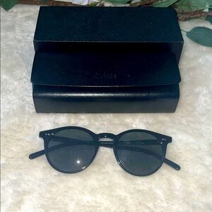 Quince Sleek Black Round Sunglasses